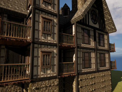 Medieval Fantasy House-Mansion-Manor-Hotel Modello 3D