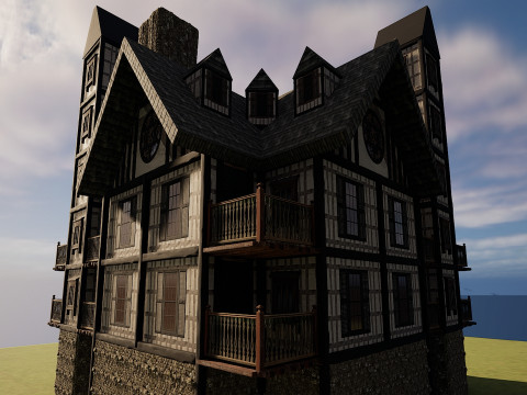 Medieval Fantasy House-Mansion-Manor-Hotel Modello 3D