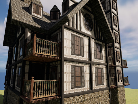Medieval Fantasy House-Mansion-Manor-Hotel Modello 3D