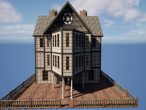 Three Storey House Interior Exterior 3D Model