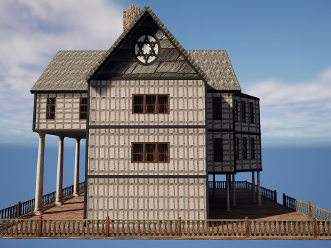 Three Storey House Interior Exterior 3D 모델