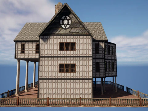 Three Storey House Interior Exterior 3D Model