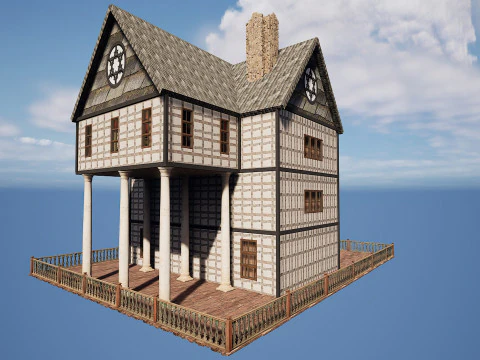 Three Storey House Interior Exterior 3D Model