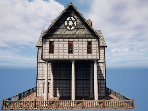 Three Storey House Interior Exterior 3D Model