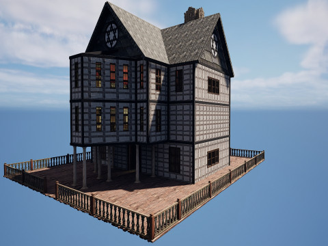 Three Storey House Interior Exterior 3D 모델