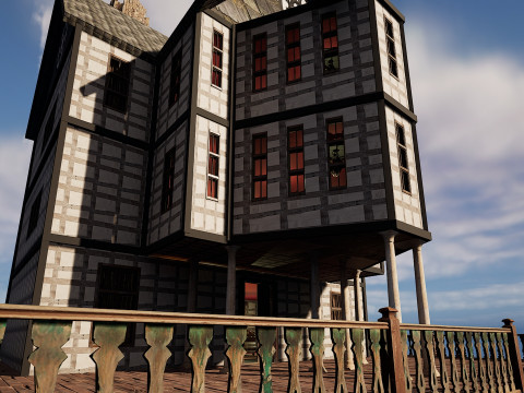 Three Storey House Interior Exterior 3D 모델