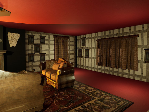 Three Storey House Interior Exterior 3D 모델