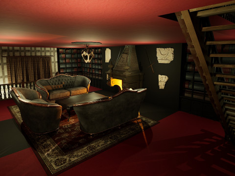 Three Storey House Interior Exterior 3D 모델