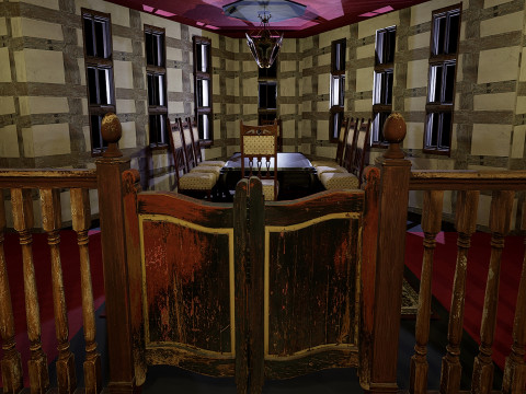 Three Storey House Interior Exterior 3D 모델