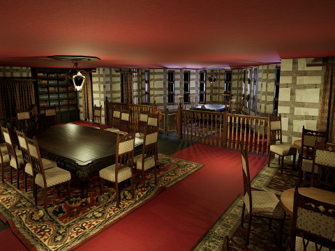 Three Storey House Interior Exterior 3D 모델