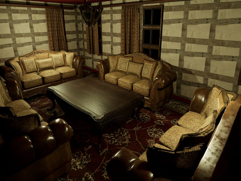 Three Storey House Interior Exterior 3D 모델