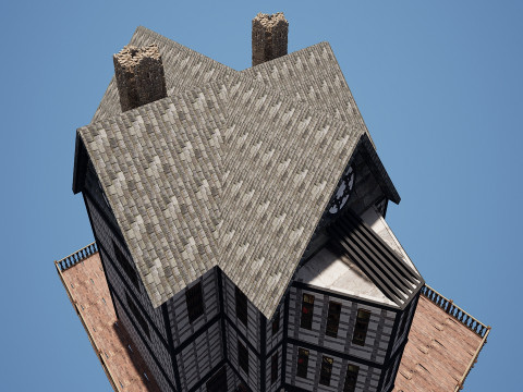 Three Storey House Interior Exterior 3D 모델