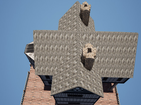 Three Storey House Interior Exterior 3D 모델