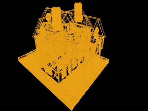 Three Storey House Interior Exterior 3D 모델