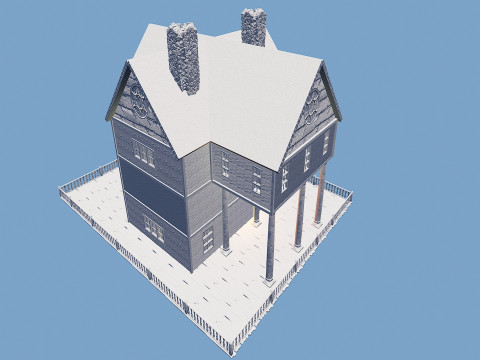 Three Storey House Interior Exterior 3D 모델