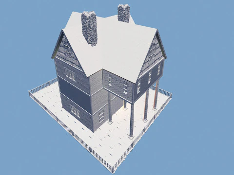 Three Storey House Interior Exterior 3D Model
