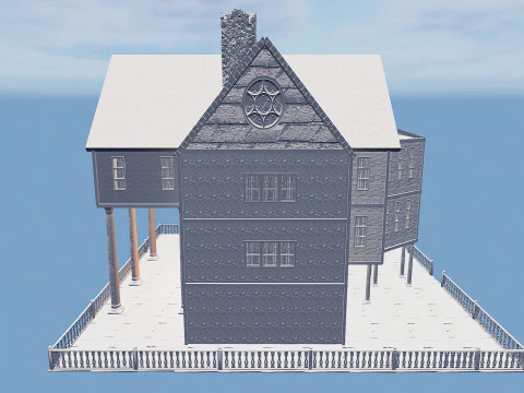 Three Storey House Interior Exterior 3D Model