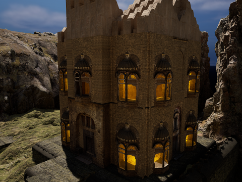 Ancient Temple on Top of Mountains Modèle 3D