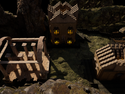 Ancient Temple on Top of Mountains Modèle 3D