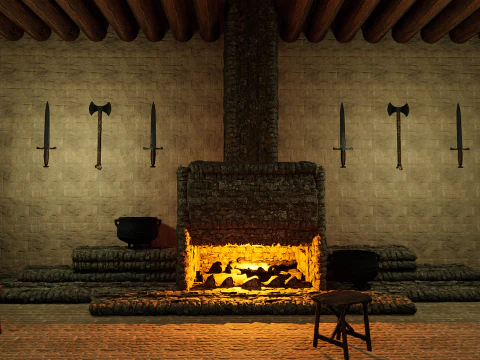 Exterior-Interior de Taberna Medieval de Fantas&iacute;a Modelo 3D