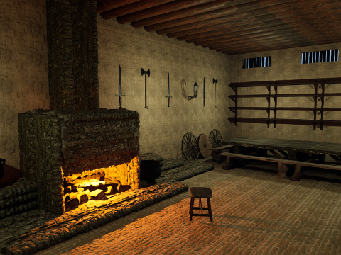 Fantasy Medieval Tavern Exterior-Interior Modelo 3D