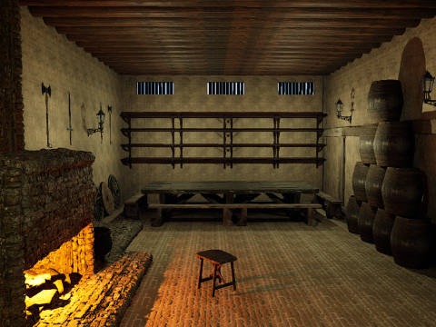 Fantasy Medieval Tavern Exterior-Interior Modelo 3D