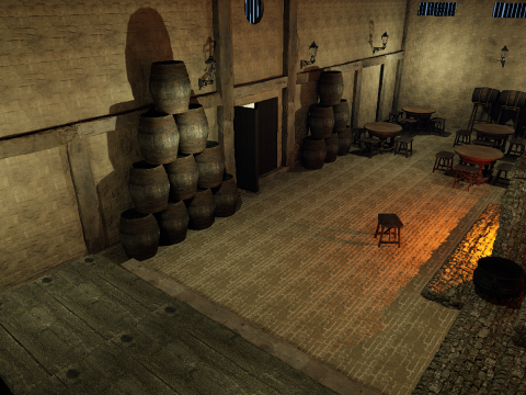 Fantasy Medieval Tavern Exterior-Interior Modelo 3D