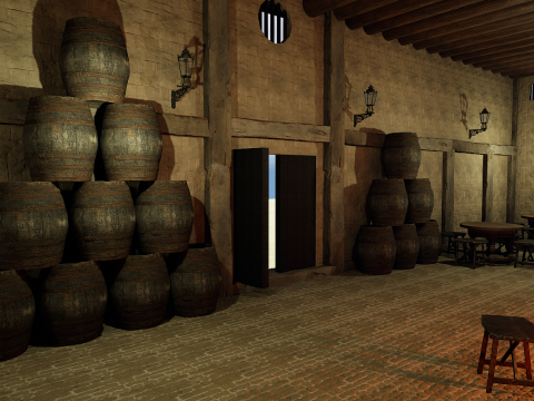 Fantasy Medieval Tavern Exterior-Interior Modelo 3D