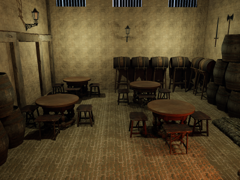 Fantasy Medieval Tavern Exterior-Interior Modelo 3D