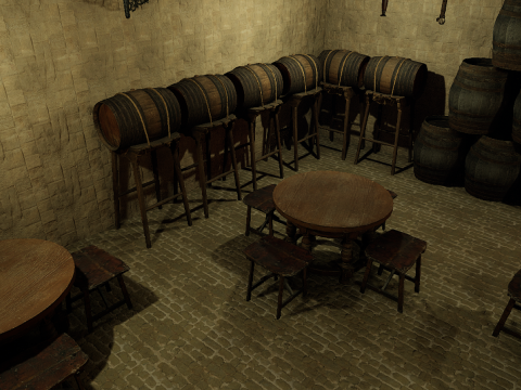 Fantasy Medieval Tavern Exterior-Interior Modelo 3D