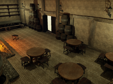 Fantasy Medieval Tavern Exterior-Interior Modelo 3D