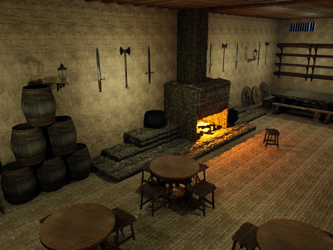 Fantasy Medieval Tavern Exterior-Interior Modelo 3D