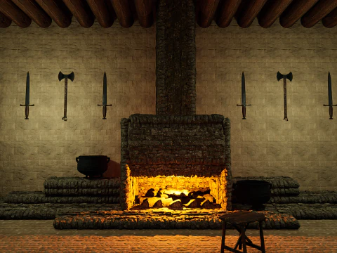 Fantasy Medieval Tavern Exterior-Interior 3D Model