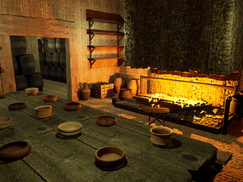Celtic Medieval 2 Rooms Fantasy Tavern 3D Model