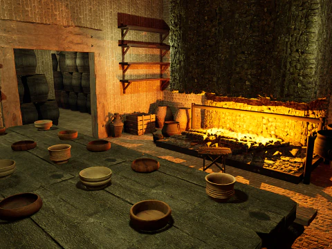 Celtic Medieval 2 Rooms Fantasy Tavern 3D Model