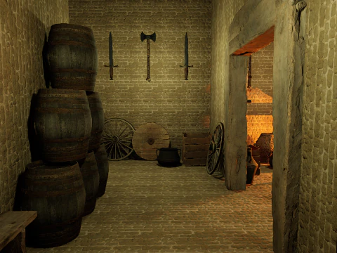 Celtic Medieval 2 Rooms Fantasy Tavern 3D Model