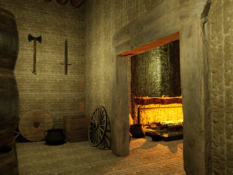 Celtic Medieval 2 Rooms Fantasy Tavern 3D Model