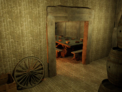 Celtic Medieval 2 Rooms Fantasy Tavern 3D Model