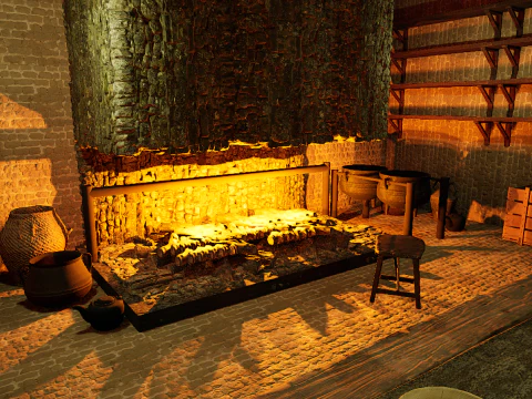 Celtic Medieval 2 Rooms Fantasy Tavern 3D Model