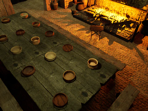 Celtic Medieval 2 Rooms Fantasy Tavern 3D Model