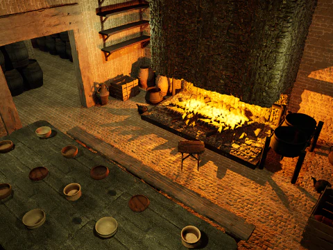 Celtic Medieval 2 Rooms Fantasy Tavern 3D Model