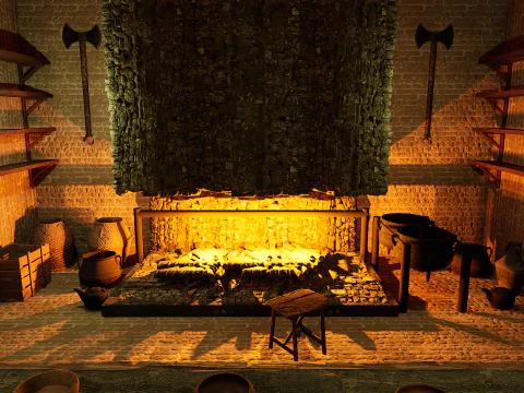 Celtic Medieval 2 Rooms Fantasy Tavern 3D Model