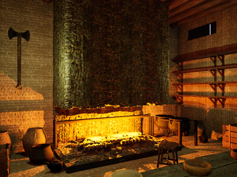 Celtic Medieval 2 Rooms Fantasy Tavern 3D Model