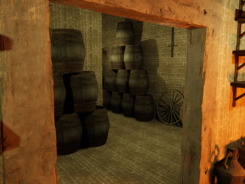 Celtic Medieval 2 Rooms Fantasy Tavern 3D Model