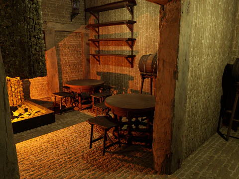 Celtic Medieval 2 Rooms Fantasy Tavern 3D Model
