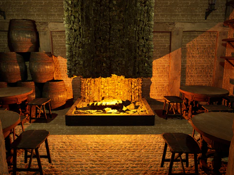 Celtic Medieval 2 Rooms Fantasy Tavern 3D Model