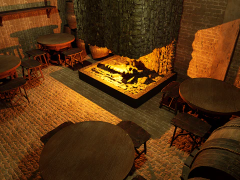 Celtic Medieval 2 Rooms Fantasy Tavern 3D Model