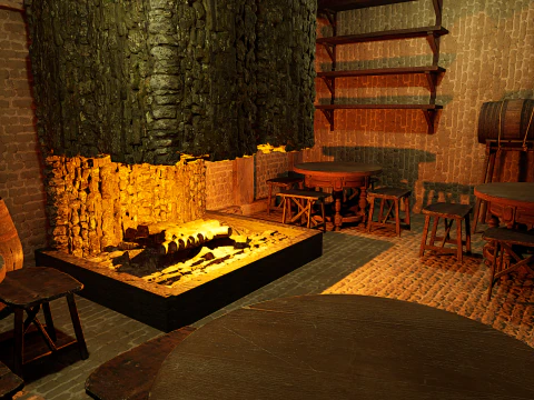 Celtic Medieval 2 Rooms Fantasy Tavern 3D Model