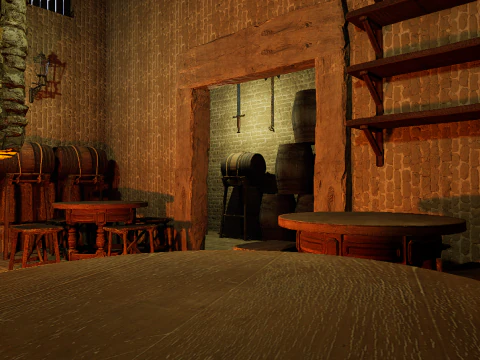 Celtic Medieval 2 Rooms Fantasy Tavern 3D Model