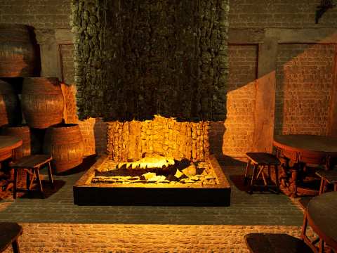 Celtic Medieval 2 Rooms Fantasy Tavern 3D Model
